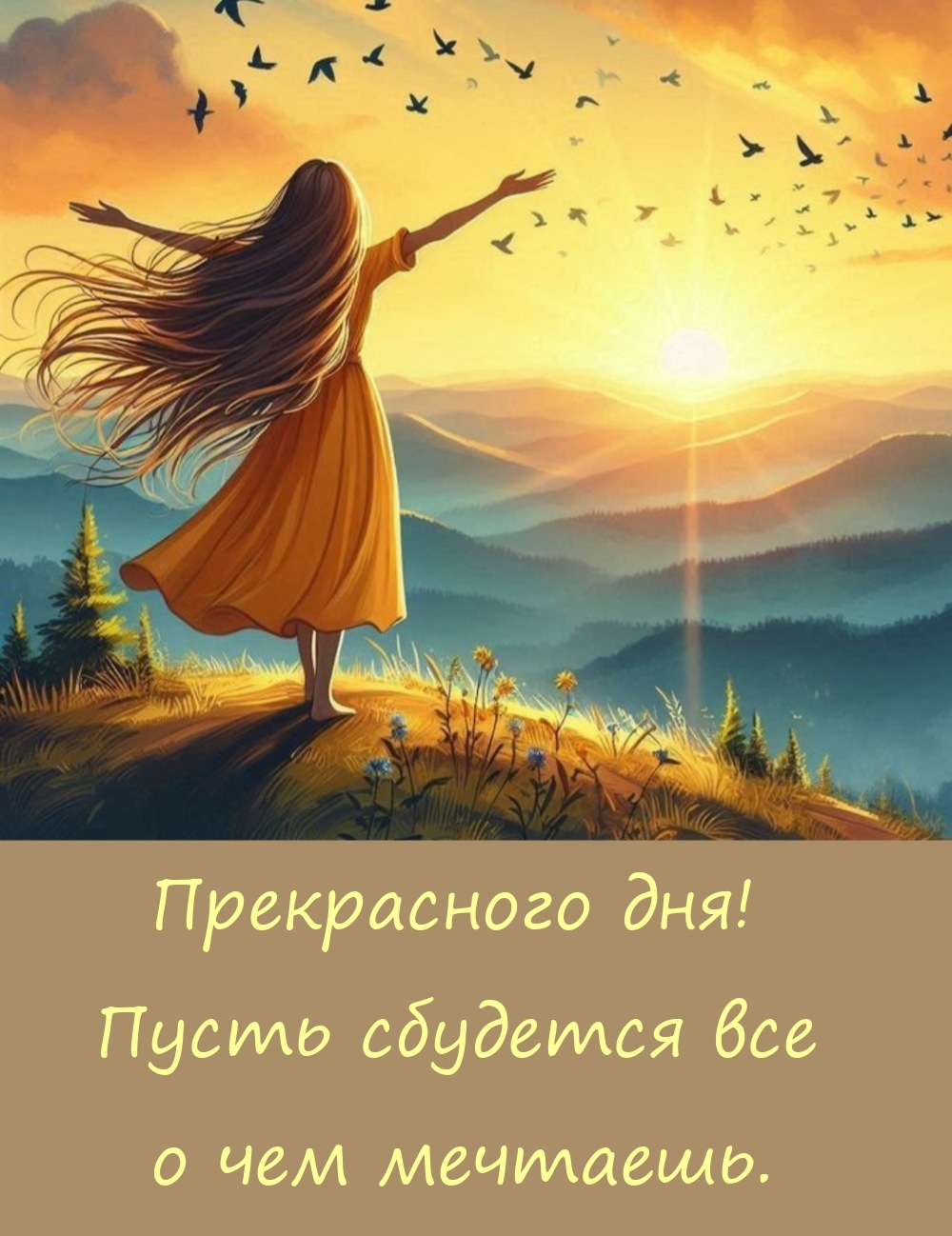Прекрасного дня! Пусть сбудется все о чем мечтаешь.