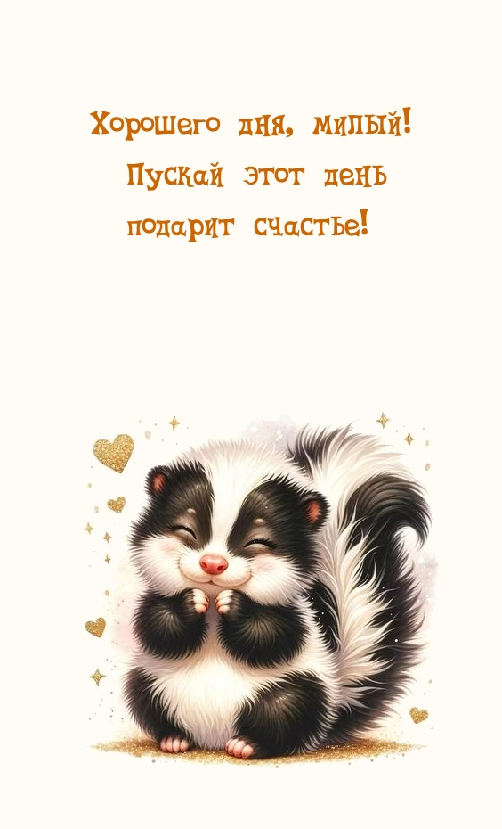 Хорошего дня, милый! Пускай этот день подарит счастье!