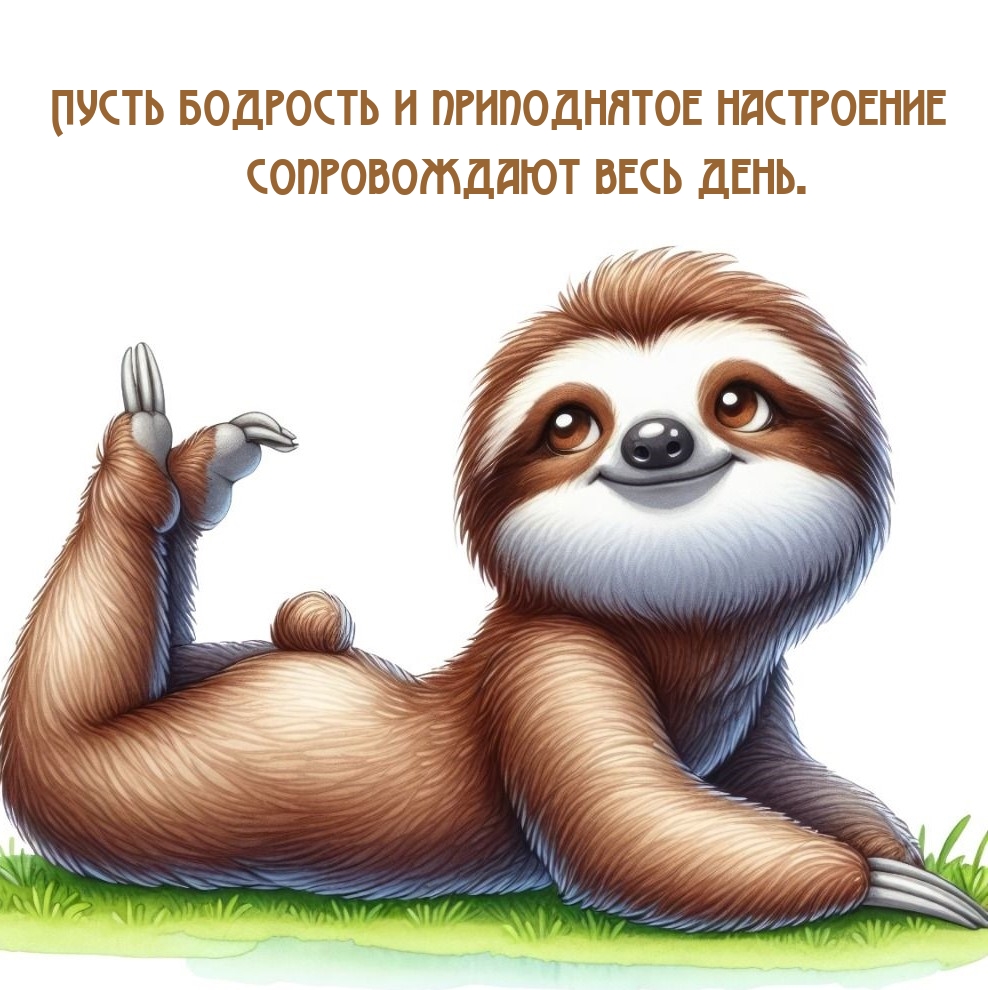 Пусть бодрость и приподнятое настроение сопровождают весь день.