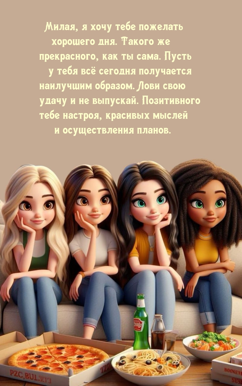 Милая, я хочу тебе пожелать хорошего дня. 