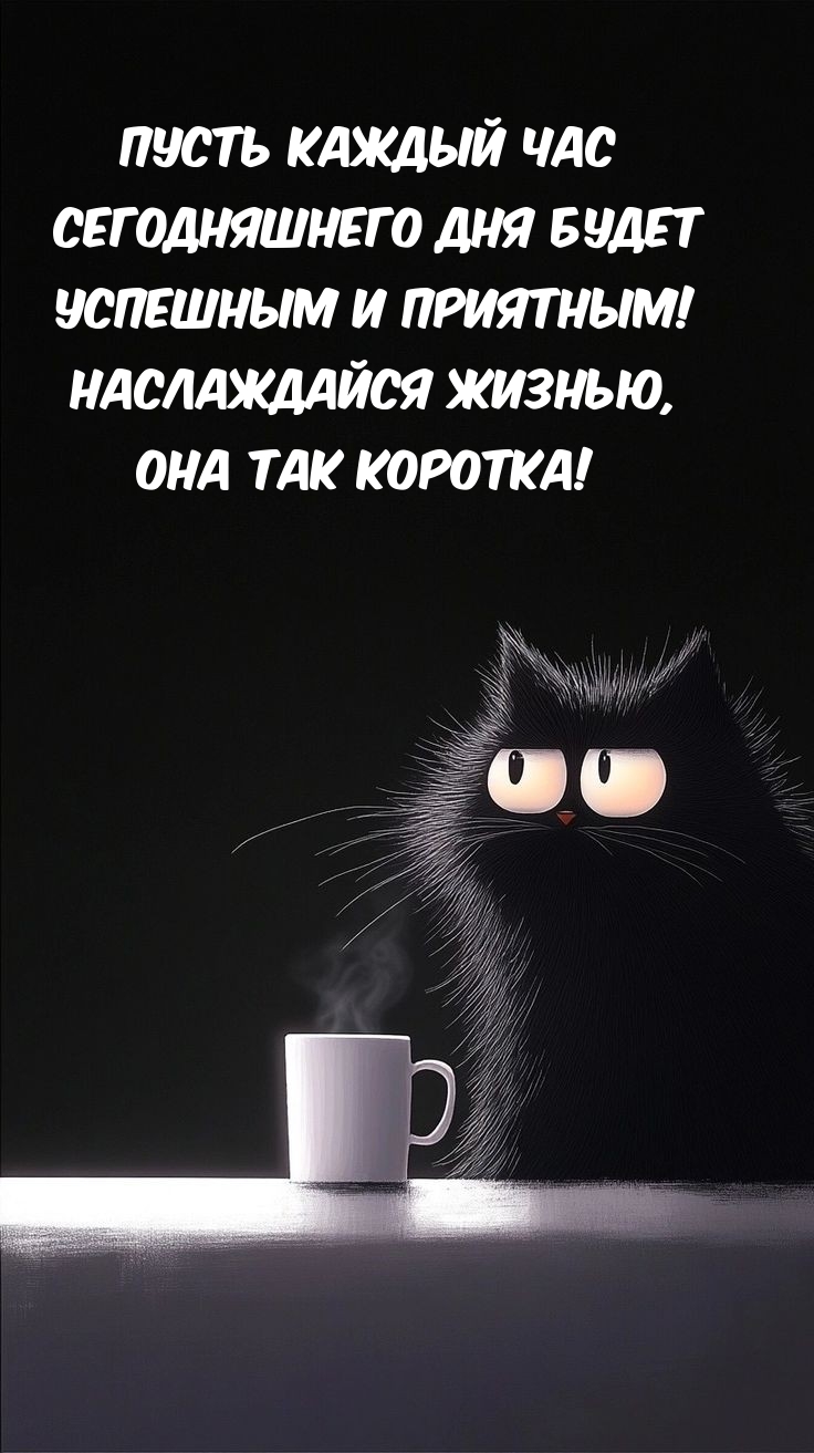 Пусть каждый час сегодняшнего дня будет успешным и приятным!