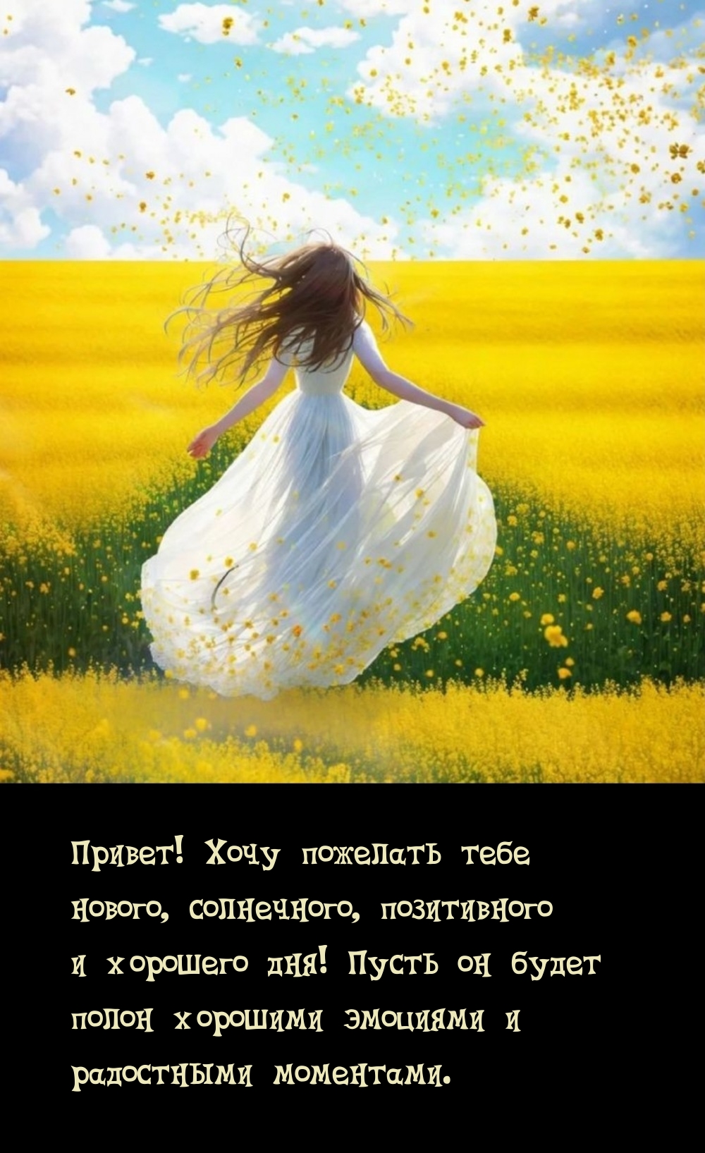 Хочу пожелать тебе нового, солнечного, позитивного и хорошего дня! 