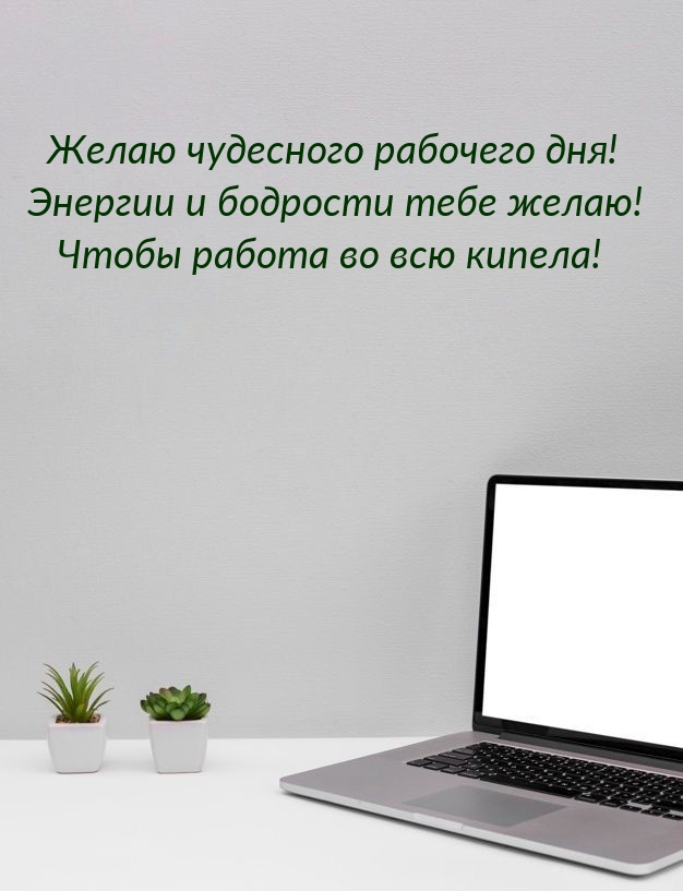 Желаю чудесного рабочего дня! Энергии и бодрости тебе желаю!