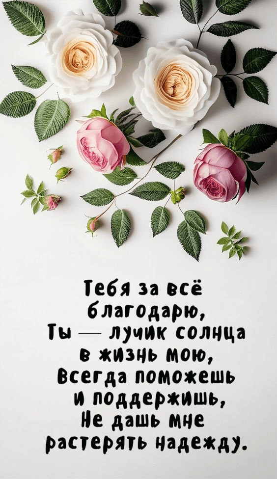 Тебя за все благодарю, ты лучик света в жизнь мою