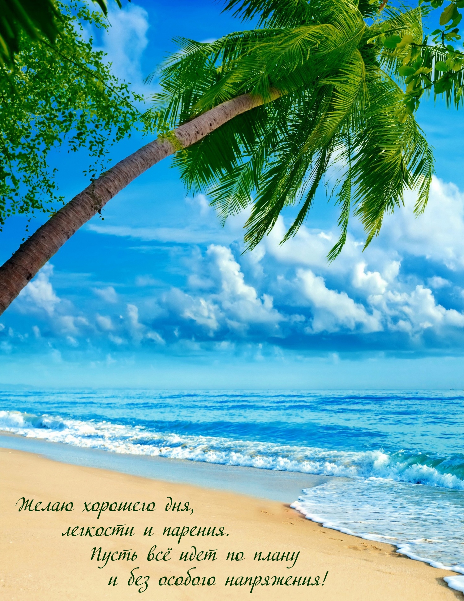 Желаю хорошего дня, легкости и парения. Пусть всё идет по плану