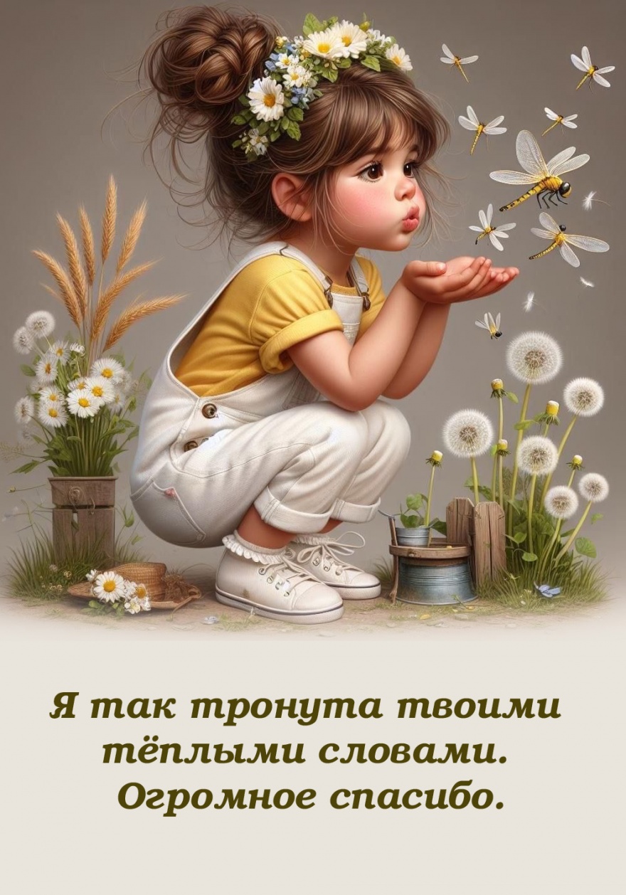 Я так тронута твоими тёплыми словами.