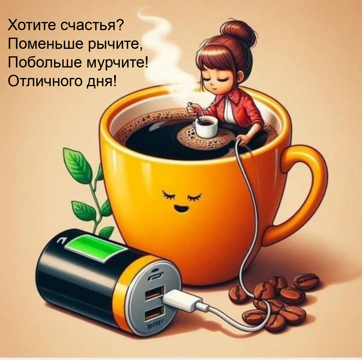 Хотите счастья? Поменьше рычите, побольше мурчите! Отличного дня!