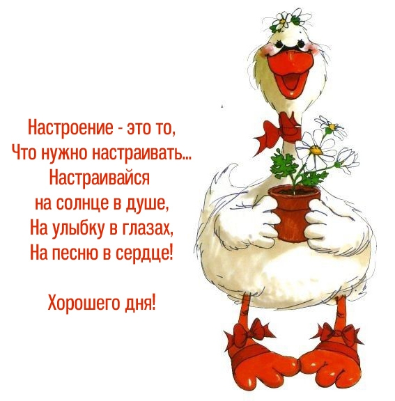 Хорошего дня! Настроение - это то, что нужно настраивать...