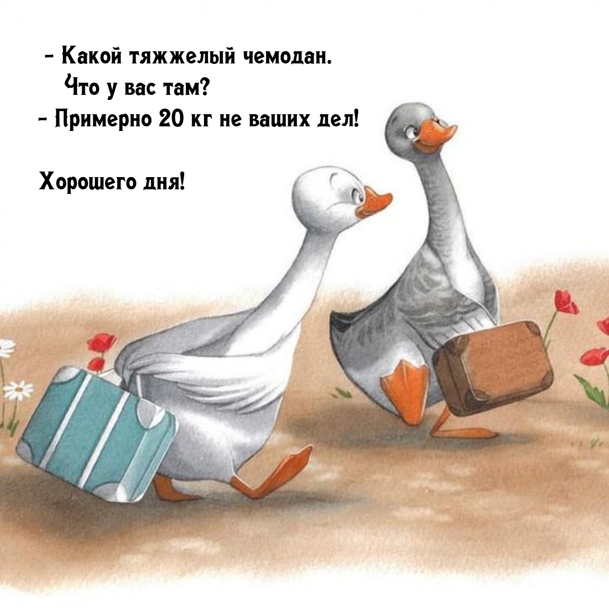 - Какой тяжжелый чемодан. Что у вас там? - Примерно 20 кг не ваших дел!