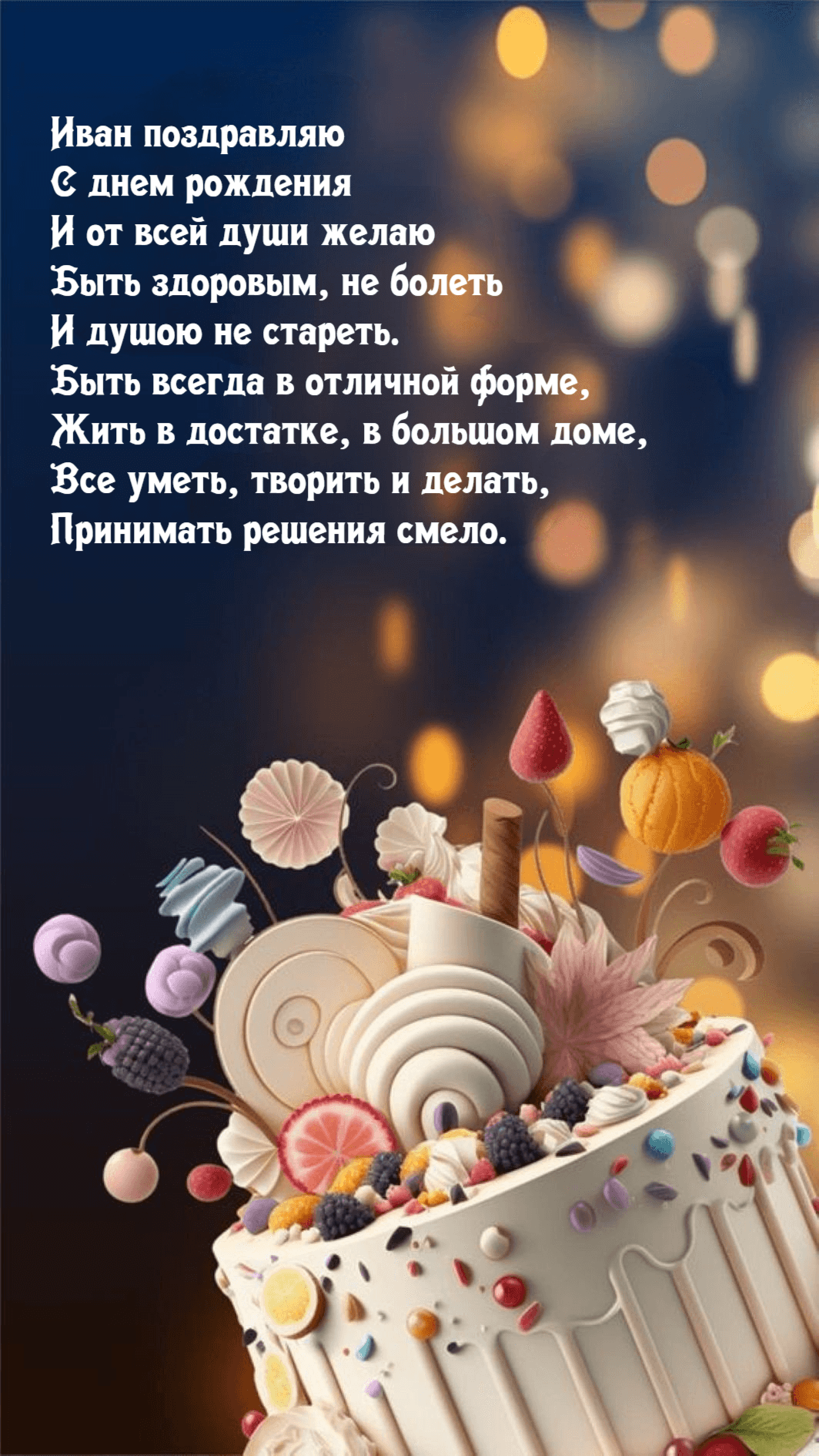 Я от всей души желаю Быть здоровым, не болеть И душою не стареть.