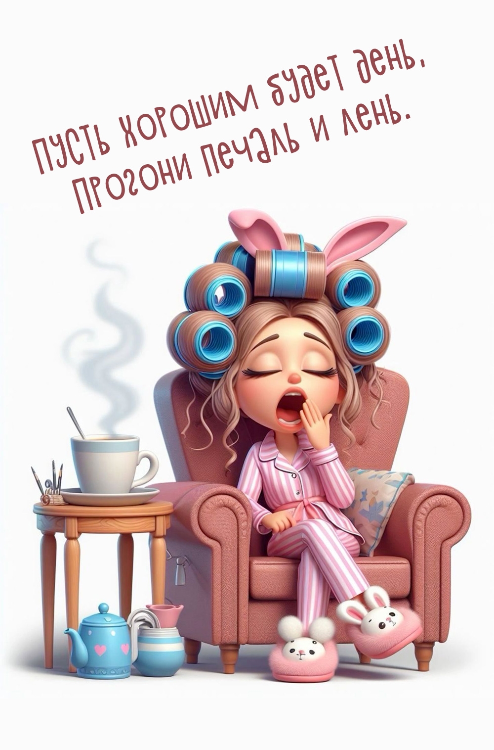Пусть хорошим будет день, прогони печаль и лень.
