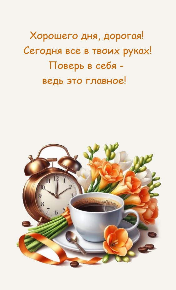 Хорошего дня, дорогая! Сегодня все в твоих руках!